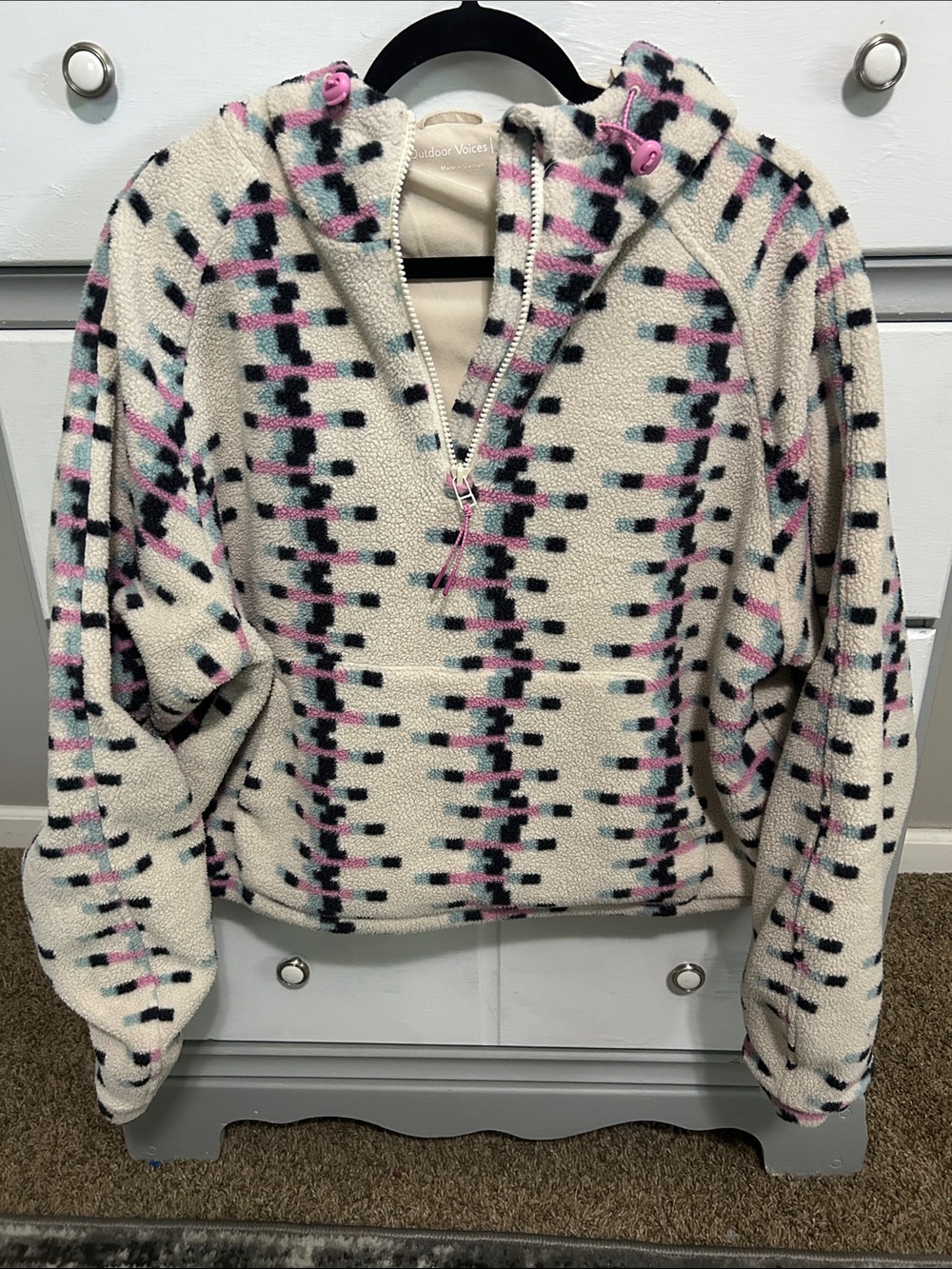 Outdoor Voices Women’s Cozy Cropped Sherpa Half-Zip Pullover Sweater Size XL